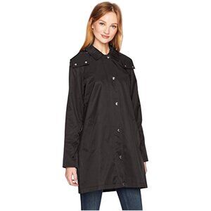 Tommy Hilfiger Black Hooded Aline Soft Softshell Rain Coat Lined Zip Snap XXL